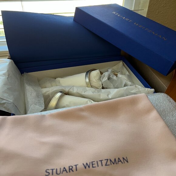 new Stuart Weitzman ALEENA 50 WEDGE, liquid metallic, Size 6.5 - Picture 6 of 8